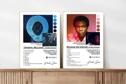 Vista 5 de BATWHO Un set de 2 pósteres de Childish Gambino Awaken My Love Because The Internet en lienzo para pared sin marco: 30x45cm(12x18pulgadas)