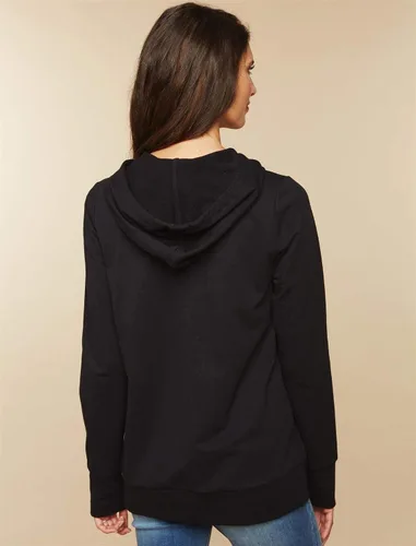 Vista 4 de Motherhood Maternity Sudadera de forro polar de manga larga con capucha para mujer