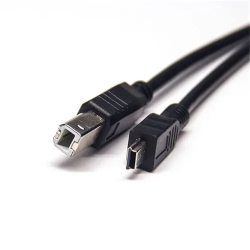 Vista 2 de Elecbee Cable USB B de 180 grados macho a mini USB recto USB 2.0, compatible con computadoras, portátiles, consolas de juegos, impresoras, discos