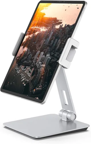 Vista 7 de Maxonar Soporte para iPad, soporte para tablet de aleación de aluminio resistente, giratorio de 360°, plegable, soporte de carga de aire para iPad
