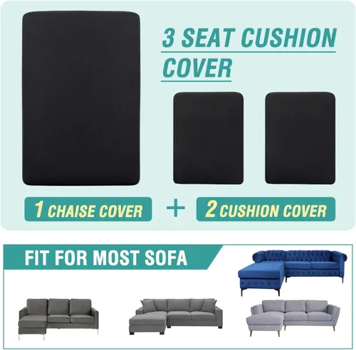 Vista 160 de OKYUK Fundas para sofá modular, 3 piezas, fundas de cojín de terciopelo para sofá, en forma de L, funda de cojín separado para sofá, protector