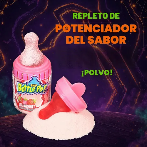 Vista 4 de Baby Bottle Pop - Piruletas con polvo de inmersión en sabores surtidos, 18 piezas, 1.1 onzas