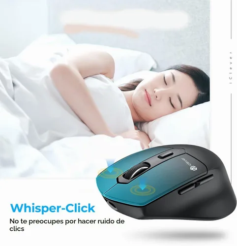 Vista 5 de iClever MD360 Ratón Ergonómico Bluetooth con Jiggle de Ratón, Ratón Inalámbrico Recargable para 3 Dispositivos (BT/2.4G), 4 Configuraciones de DPI