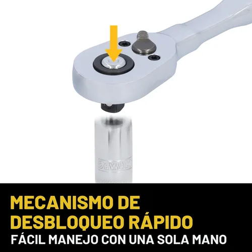 Vista 3 de DEWALT Juego de herramientas mecánicas de 142 piezas, accionamiento de 1/4 pulgadas y 3/8 pulgadas, SAE y métrico (DWMT45425)