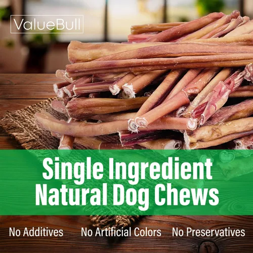 Vista 7 de ValueBull Bully Sticks para perros, medianos de 12 pulgadas, 100 unidades, totalmente naturales, alimentados con pasto, de un solo ingrediente