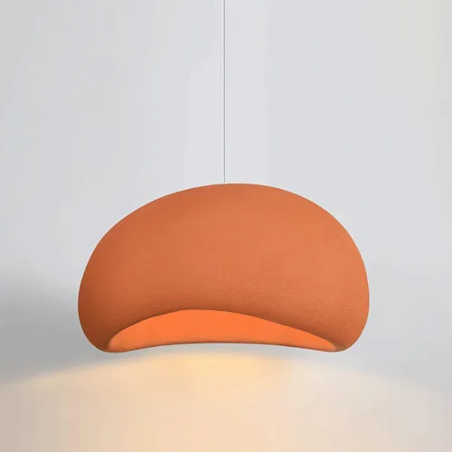 Vista 5 de Luces colgantes grandes de 11.8 pulgadas, lámpara colgante japonesa de poliestireno Wabi-Sabi, cable ajustable, enchufes E27/E26, lámpara de resina