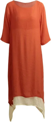 Vista 5 de Versear Vestido largo suelto para mujer, estilo bohemio, estilo túnica, vintage, con capas, casual, para mujer