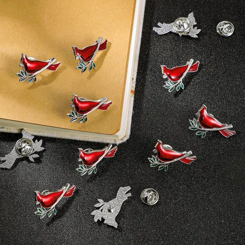 Vista 4 de Geosar Juego de 50 alfileres de cardenal conmemorativo, juego de fichas de bolsillo funerarias, guardián de bolsillo, alfileres cardenales caídos