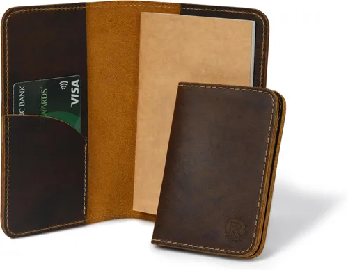 Vista 10 de Rustique Style Leather Journal Cover for Field Notes & Moleskine Cahier Pure Full Grain Vintage Leather Passport Wallet & Card Holder Premium