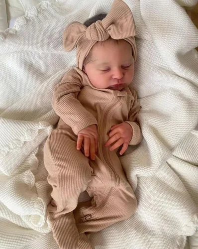 Vista 2 de RXDOLL Muñecas de bebé Reborn realistas Laura de 20 pulgadas, muñeca de bebé recién nacida realista hecha a mano con cuerpo de tela suave y pesada