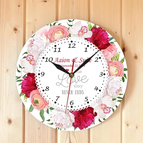 Vista 5 de The Geeky Days A True Love Story Never Ends Nombre personalizado Fecha de matrimonio Reloj de pared de cuarzo silencioso moderno Reloj de pared