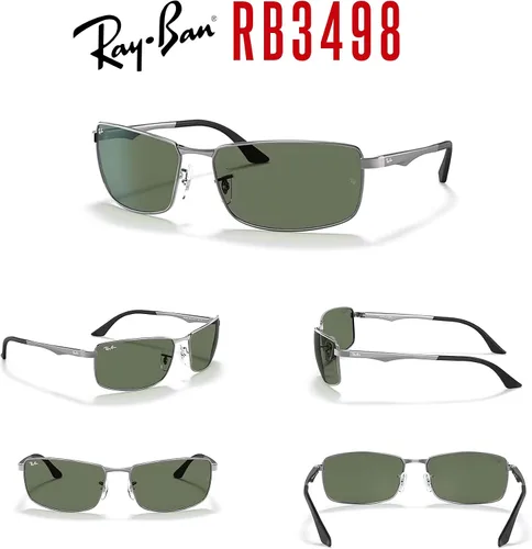Vista 7 de Ray-Ban RB3498 - Gafas de sol rectangulares para hombres + PAQUETE con KIT DE ACCESORIOS PARA GAFAS