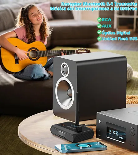 Vista 2 de KAIY - Receptor Bluetooth 5.3 para estéreo doméstico, adaptador Bluetooth a RCA de baja latencia óptica y audio de música HD