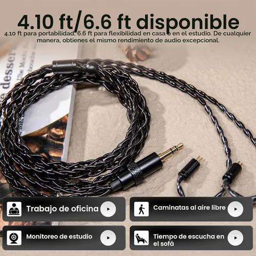 Vista 5 de Linsoul Kiwi Ears x B_Media Terras IEM Cable, 0.1 in/0.2 in/USB Tipo-C
