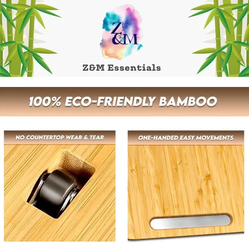 Vista 5 de Bandeja deslizante de bambú para cafetera y electrodomésticos de cocina pesados con ruedas giratorias debajo del gabinete, organizador