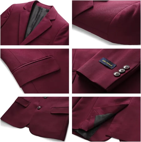 Vista 5 de Boys Suits Solid Slim Fit Tuxedo 3 Piece Set with Blazer Jacket Dressing Pants Vest for Kids Wedding Prom Ring Bearer Outfit