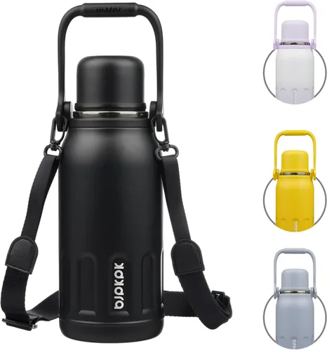 Vista 8 de BJPKPK - Botellas de agua termoaisladas de 27 onzas con tapa y asa de transporte, botellas de agua de acero inoxidable libres de BPA para la Verde