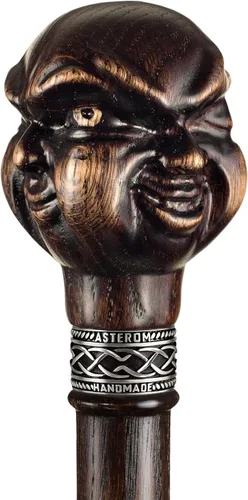 Vista 3 de Bastón de madera tallado único para hombres y mujeres, Buda - Elegante bastón de madera hecho a mano