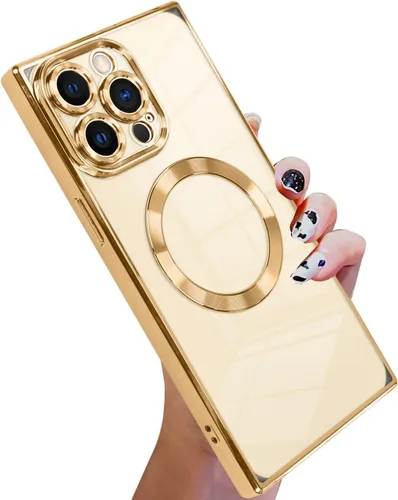 Vista 8 de KANGHAR Funda diseñada para iPhone 12 Pro Magnética Transparente con Protector de Lente de Cámara [Compatible con MagSafe] Diseño de Placado