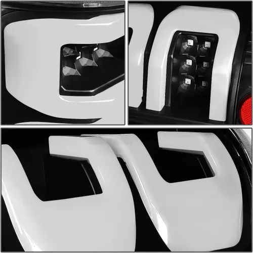 Vista 4 de DNA MOTORING TL-F15004-LED-3D-BK-CL Conjunto de luz trasera LED 3D para lado del conductor y del pasajero [compatible con Ford F150 Lobo 04-08]