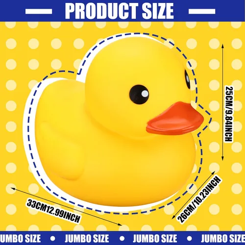 Vista 2 de Leitee Pato de Goma Gigante Amarillo de 13" Enorme Grande Gigante Pato de Goma de Baño Divertido Fiesta de Revelación de Género Flotante Piscina