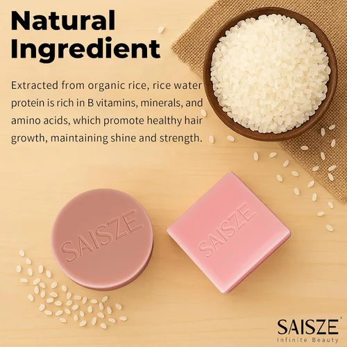 Vista 3 de Barra de champú y acondicionador de agua de arroz para cabello suave y fortalecedor, 2 barras