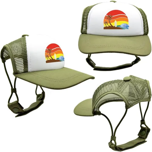 Vista 37 de Sunset Collection, sombreros de camionero de PupLid para perros (XXS) Protección solar elegante de alta calidad para el perro moderno, ajustable