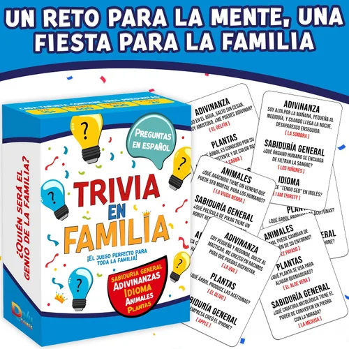 Vista 2 de Trivia en Familia – Juego de Mesa en Español para Familia, Amigos, Adultos y Adolescentes Juego de Cartas Trivia Divertida y Educativa