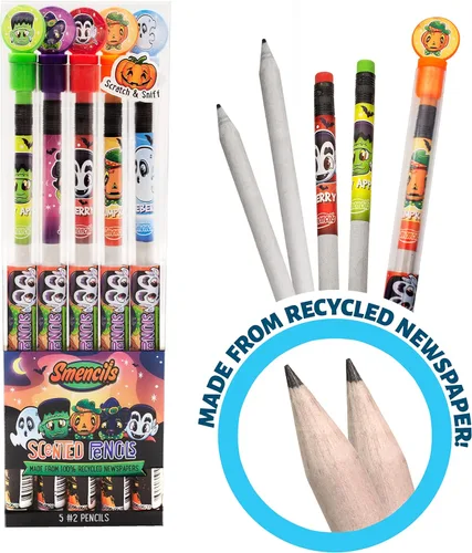 Vista 3 de Lápices de Halloween Smencils – Lápices perfumados gourmet patentados HB #2, 5 unidades, regalos para niños, suministros escolares, recompensas