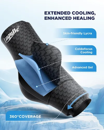 Vista 3 de Envoltura de tobillo con paquete de hielo y gel de enfriamiento Dual-Freezestorm para esguinces, envoltura de tobillo con hielo y compresión fría