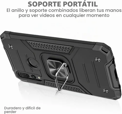 Vista 2 de Asuwish Funda compatible con Huawei Y9 Prime 2019 y protector de pantalla de vidrio templado, soporte de anillo celular con soporte para teléfono