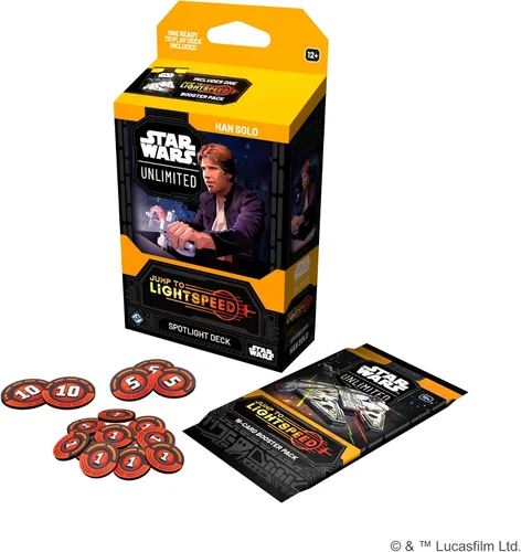 Vista 2 de Asmodee Star Wars: Unlimited TCG Jump to Lightspeed Han Solo Spotlight Deck - Baraja de 50 cartas lista para jugar con cartas exclusivas, a partir