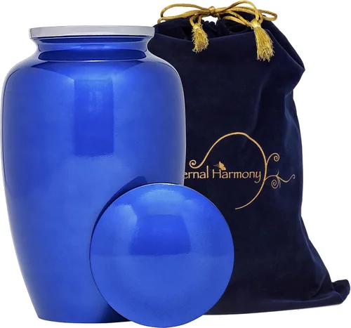 Vista 9 de Eternal Harmony Urna grande para cenizas, jarrón de cremación masculino y femenino para cenizas humanas, sello seguro y bolsa de terciopelo, jarrón