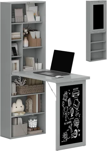 Vista 10 de HOMCOM Escritorio plegable convertible para computadora, color negro