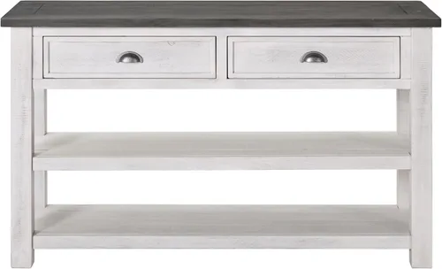 Vista 10 de Martin Svensson Home Mesa consola de sofá de madera maciza, color negro con tapa marrón