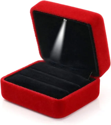 Vista 7 de GBYAN Ring Box for Wedding Ceremony Velvet Couple Ring Holder Double Slot Jewelry Storage Box for Engagement