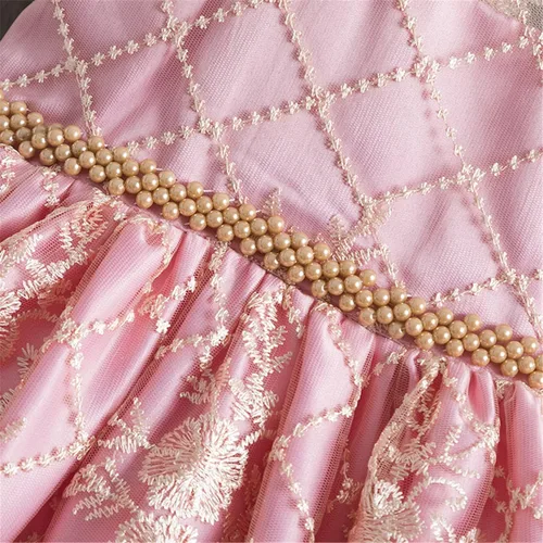 Vista 4 de NNJXD - Elegante vestido de princesa con cinturón de lazo de tul, de algodón y estampado de flores.