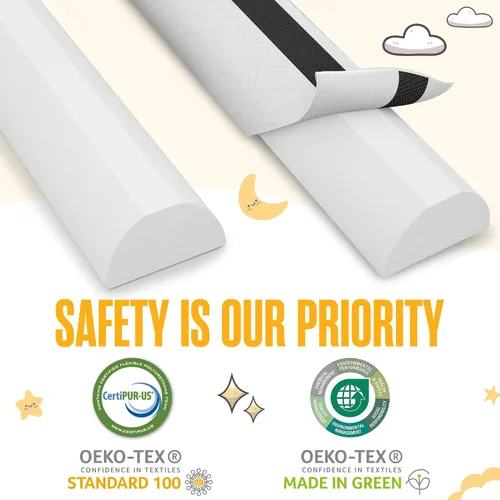 Vista 4 de Sleepah Paquete de 3 rieles de cama para niños pequeños, protector de parachoques de espuma viscoelástica con almohadillas antideslizantes dobles