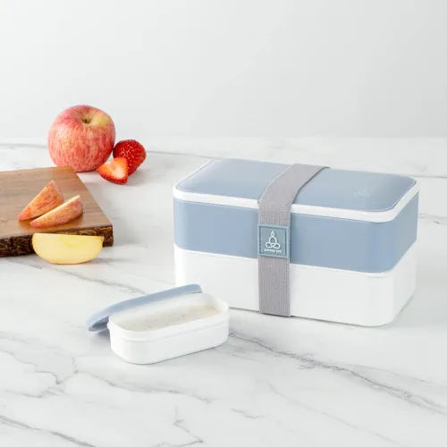 Vista 7 de Restaurantware -Bento Tek - Lonchera apilable de 40.5 onzas, 1 contenedor reutilizable para adultos – con utensilios, taza de salsa incluida, caja