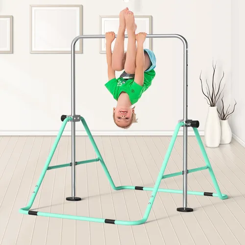 Vista 8 de FBSPORT Gymnastics Bar for Kids Adjustable Height Gymnastic Horizontal Bar Verde