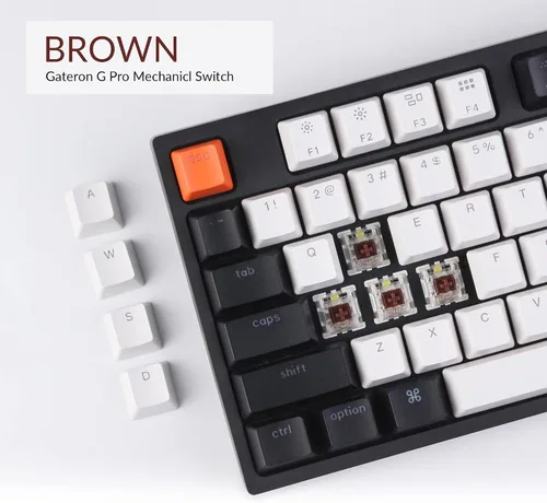 Vista 2 de Keychron C2 - Teclado mecánico de juegos con cable de 104 teclas para Mac con interruptor Gateron G Pro marrónretroiluminación LED blanca teclas ABS