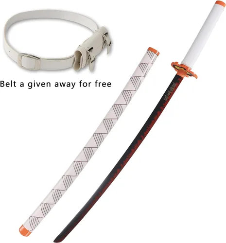 Vista 3 de Bowen - Espada de anime Demon Slayer, Tanjirou Rengoku Samurai, 40.5 pulgadas de acero al carbono real