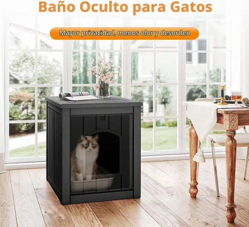 Vista 2 de VIXZEN Casa para gatos al aire libre resistente a la intemperie, diseño de mesa auxiliar multifuncional, casas para gatos con garra para gatos al