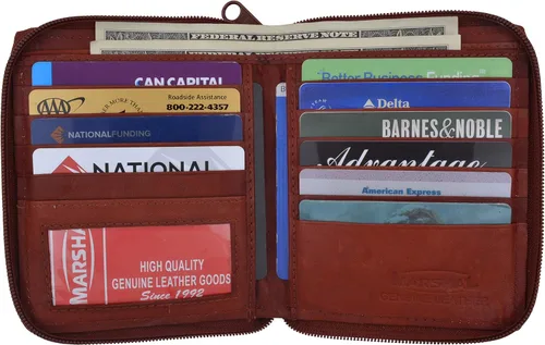 Vista 10 de Masrhal Wallet Billetera Hipster para hombre con cremallera y cremallera más