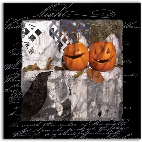 Vista 7 de Renditions Gallery Haunted House - Lienzo decorativo para pared de Halloween, 16 x 16 pulgadas