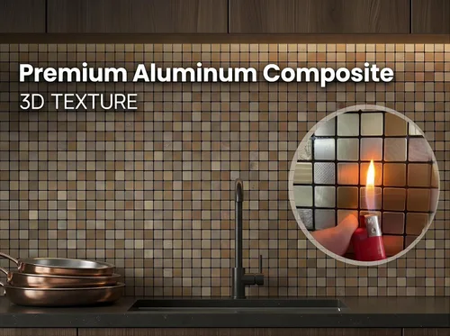 Vista 5 de 10 hojas de azulejos de salpicaduras para despegar y pegar, paneles de pared autoadhesivos de aluminio 3D, calcomanías de mosaico metálico