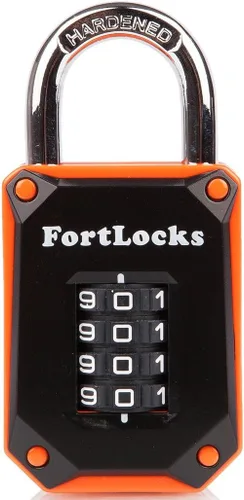 Vista 8 de FortLocks - Candado de combinación de 4 dígitos, resistente, de acero inoxidable endurecido, resistente a la intemperie y al aire libre, fácil