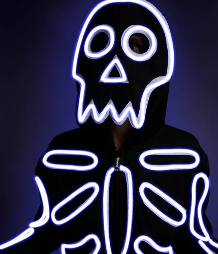 Vista 7 de Tipsy Elves Vestido ajustado de manga larga con esqueleto de Halloween para mujer Luz LED