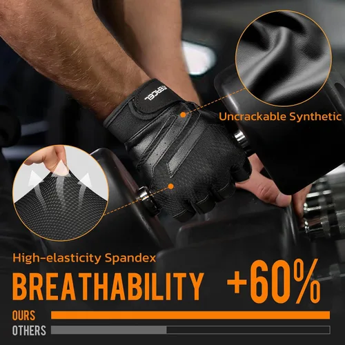 Vista 5 de ATERCEL Guantes de entrenamiento de gimnasio para hombres y mujeres, guantes de levantamiento de pesas con excelente agarre, guantes ligeros