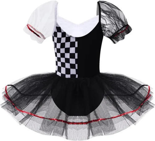 Vista 2 de Disfraz de tutú de malla con estampado de corazones para niñas y niñas, leotardos para fiesta de Halloween
